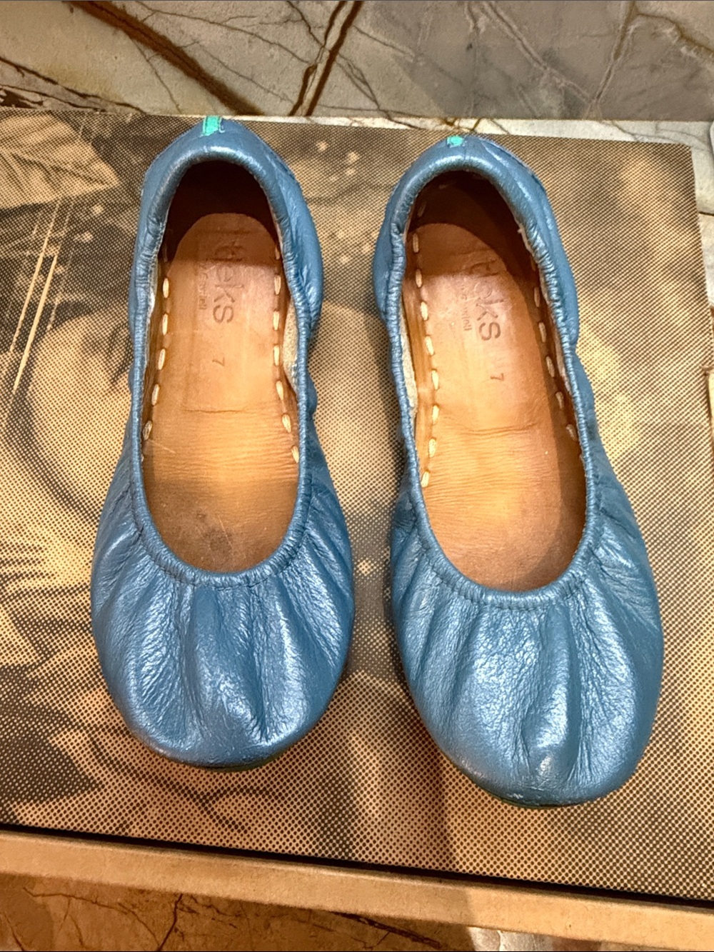 Tieks Kids Sky Blue Leather Moccasins